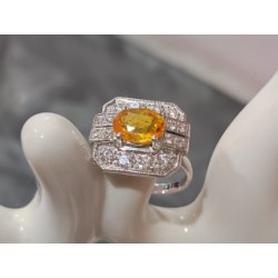 Bague saphir jaune et or blanc